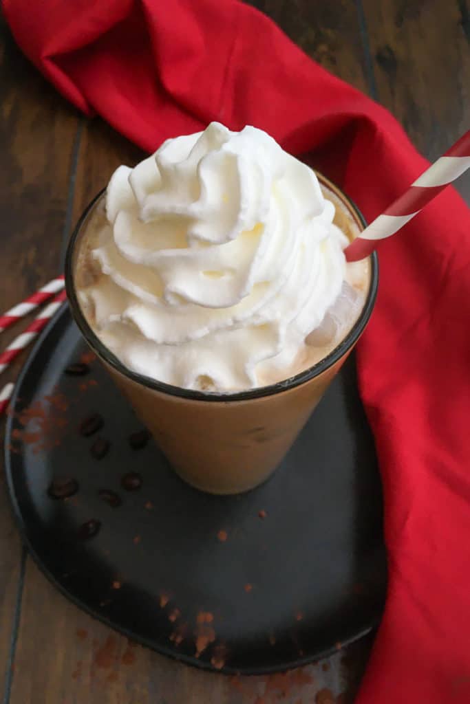 homemade iced latte topped with copycat starbucks whipped cream