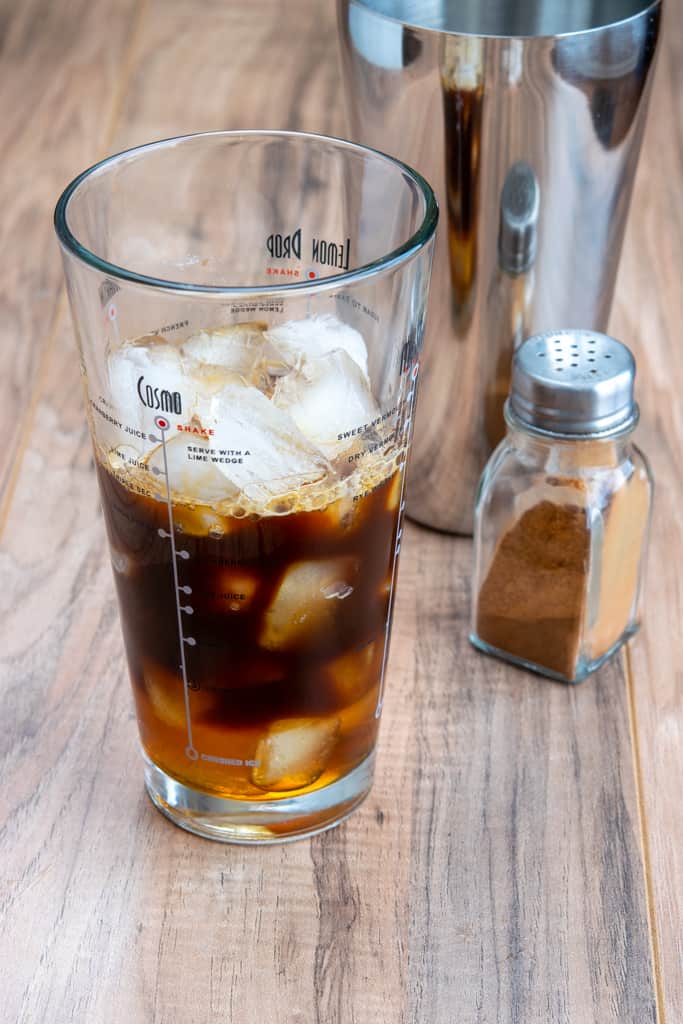 Blonde espresso in cup to make a brown sugar shaken espresso.