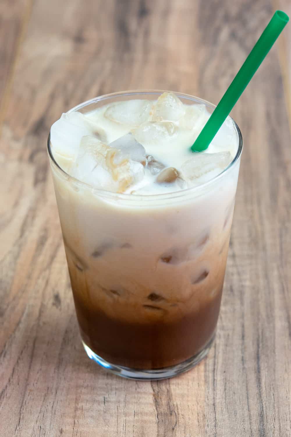 Starbucks iced chocolate almondmilk shaken espresso made from copycat recipe.