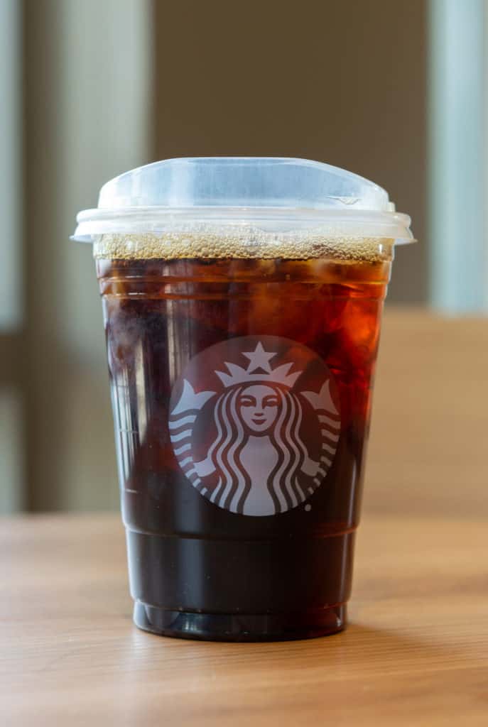 Starbucks caffeine in drinks like this iced coffee.