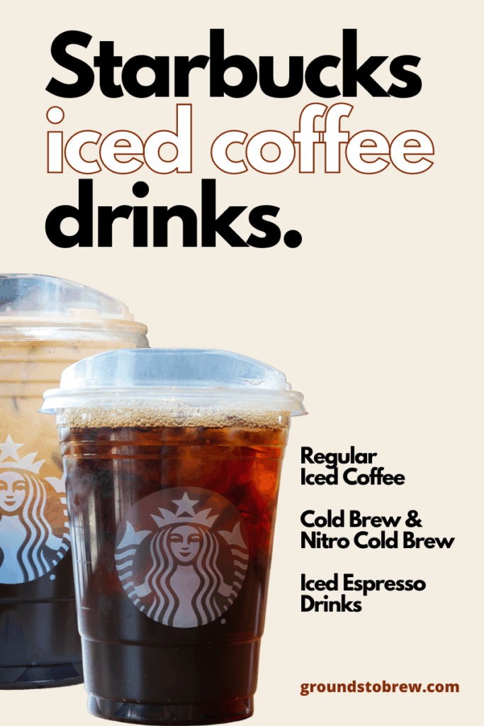 Two cups of Starbucks iced coffee drinks.