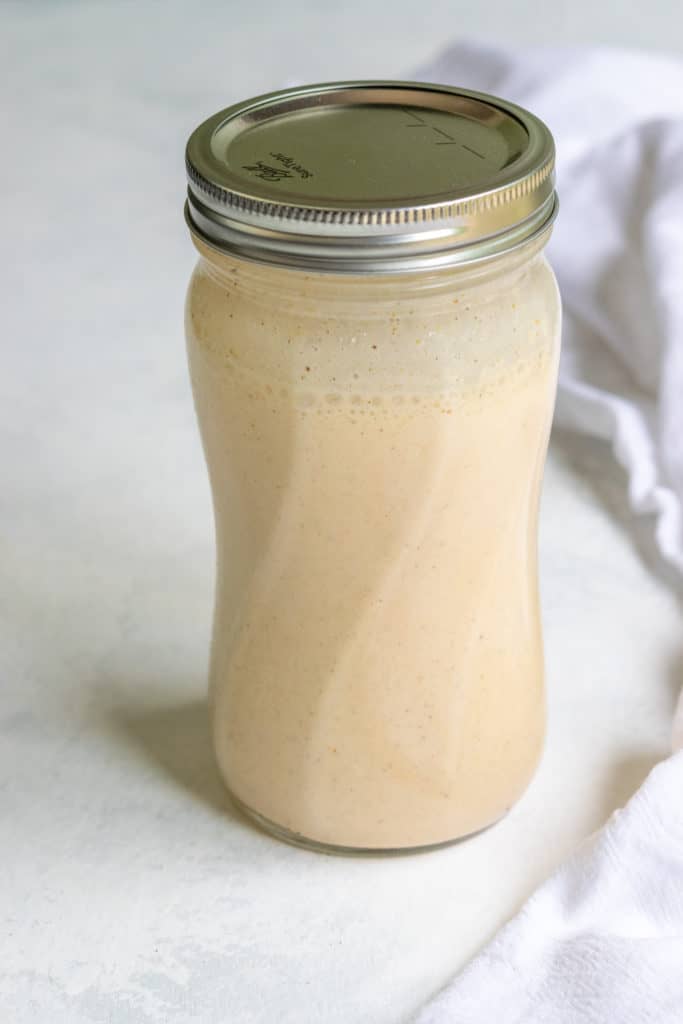 Jar of homemade Starbucks pumpkin cream.