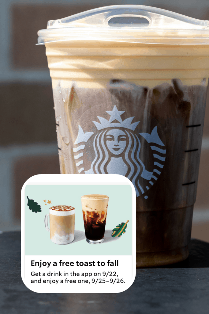 Example of a Starbucks promotion for a free fall drink.