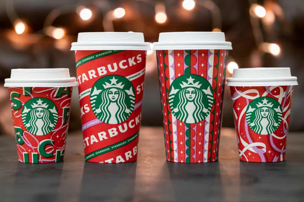 Starbucks holiday cups.