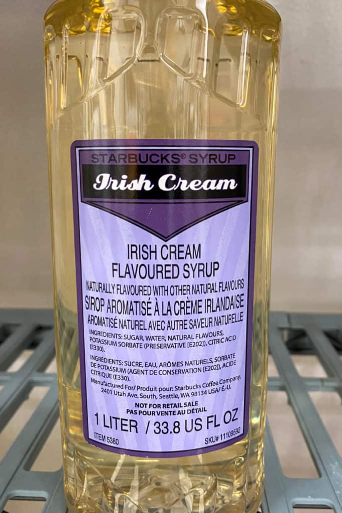 Bottle of Starbucks Irish Cream syrup.