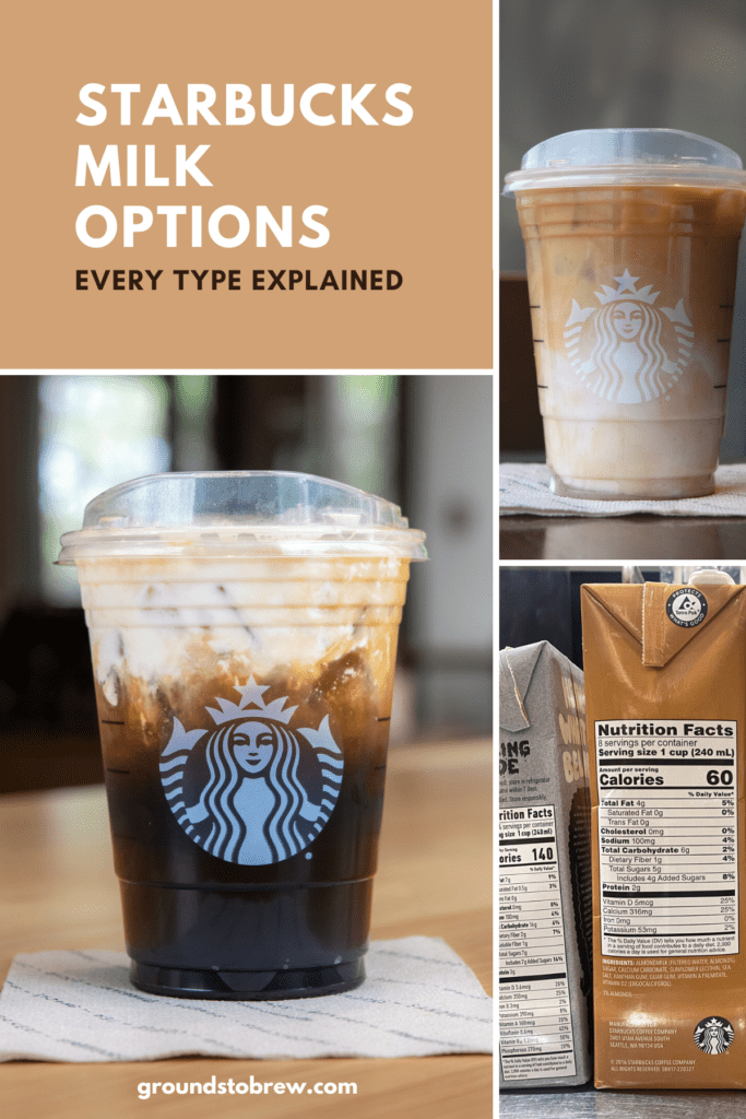 Starbucks milk options and milk alternatives.