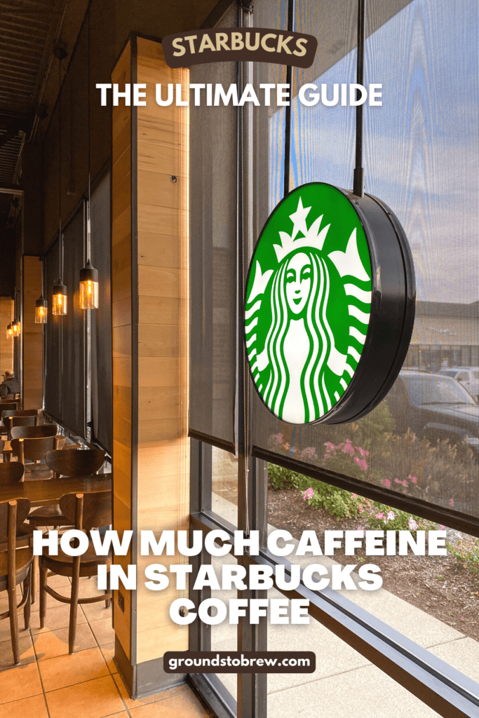 How much caffeine in Starbucks coffee and Starbucks logo sign.