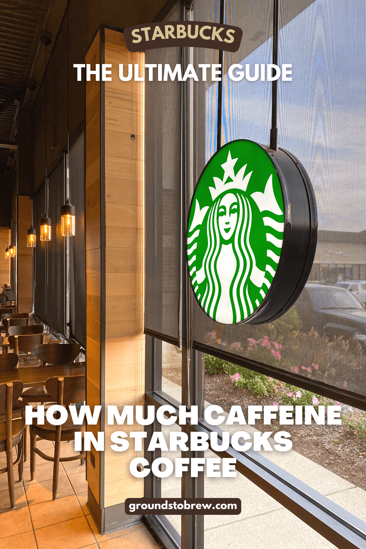 How much caffeine in Starbucks coffee and Starbucks logo sign.