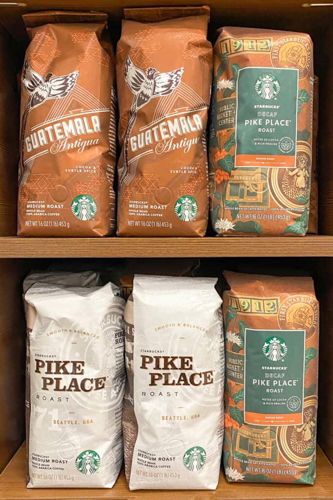 Starbucks Pike Place coffee bags.