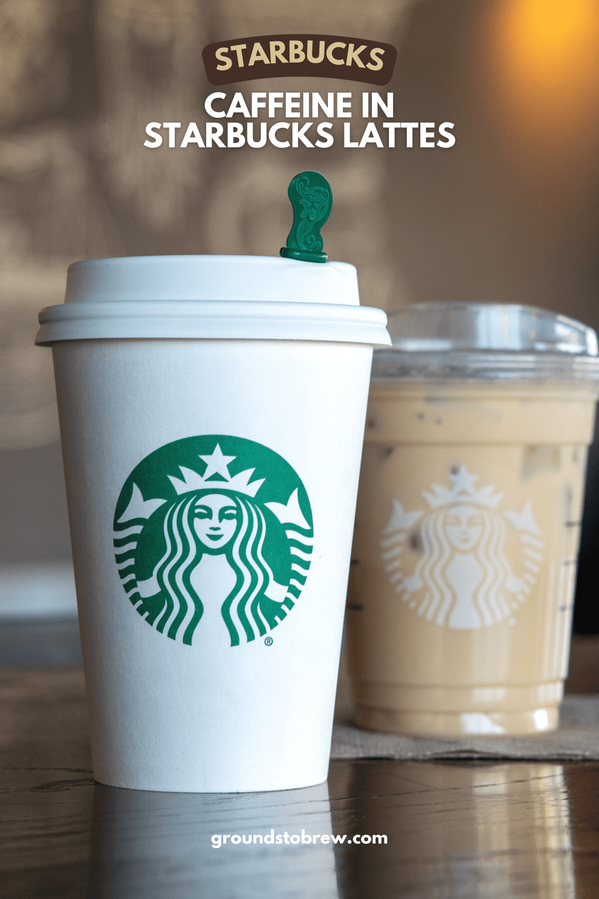 Hot and Iced Starbucks lattes.