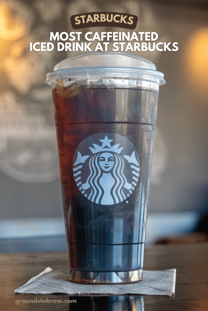 Starbucks cold brew coffee in a trenta size cup.