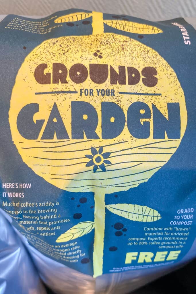 Label on a Starbucks grounds for your garden bag of used coffee grounds.