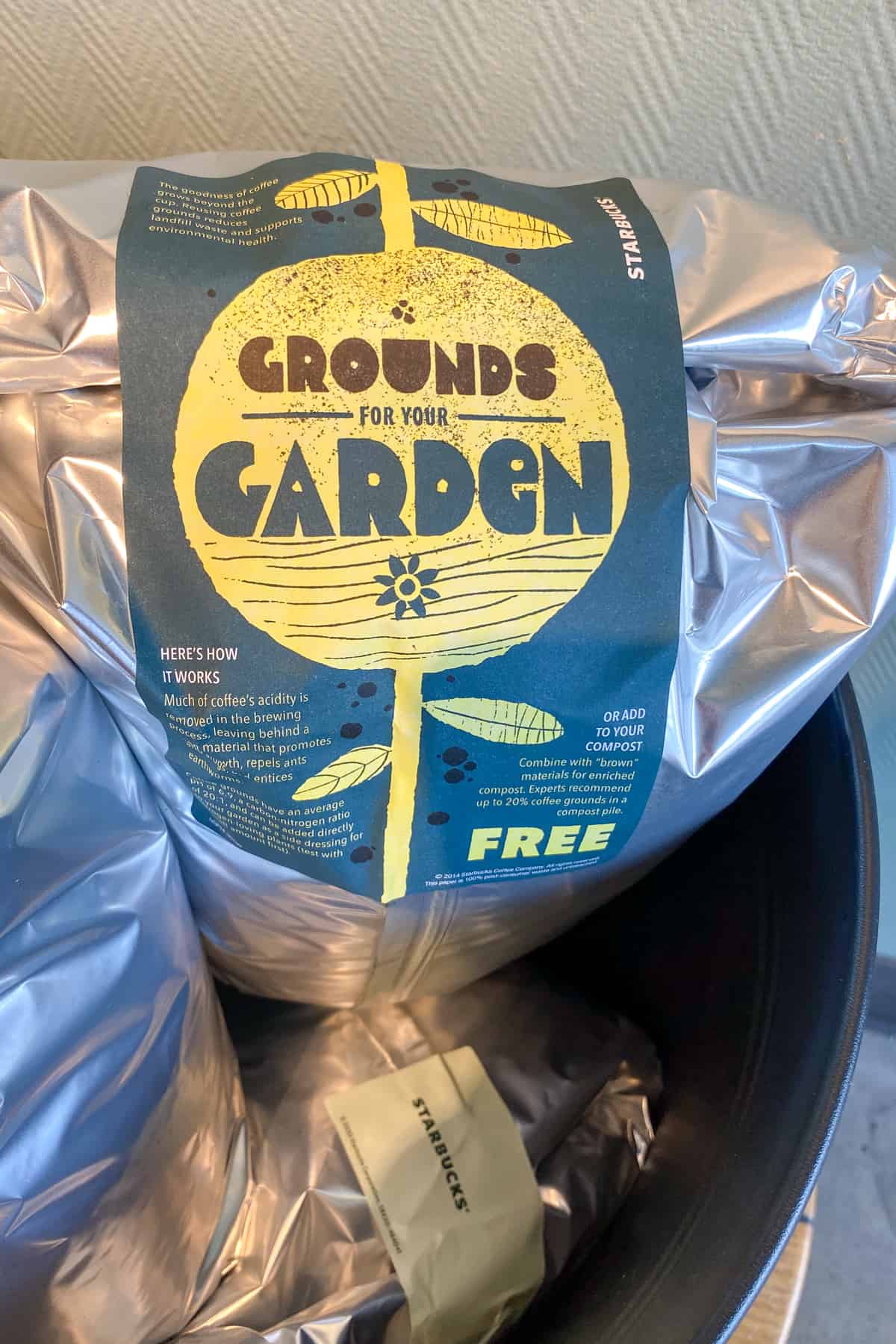 Bag of Starbucks used Coffee grounds for your garden.