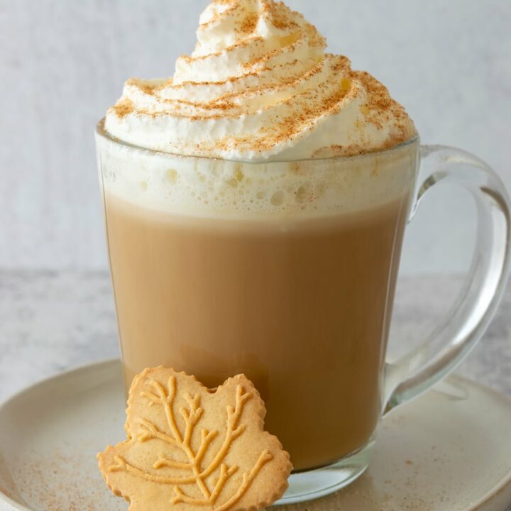 Homemade maple latte made with real maple syrup.